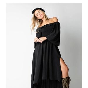 Joyfolie Black Off-Shoulder High Low Dress